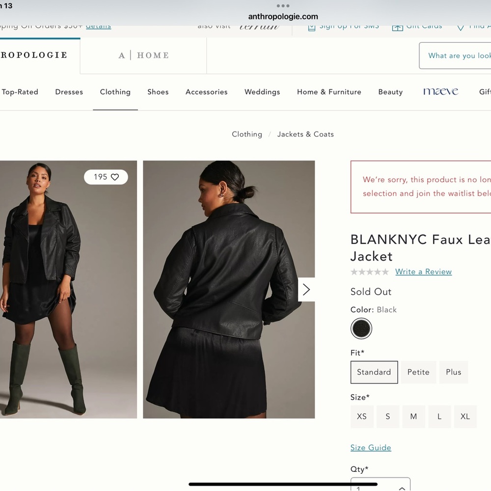 Anthropologie Black Faux Leather Jacket